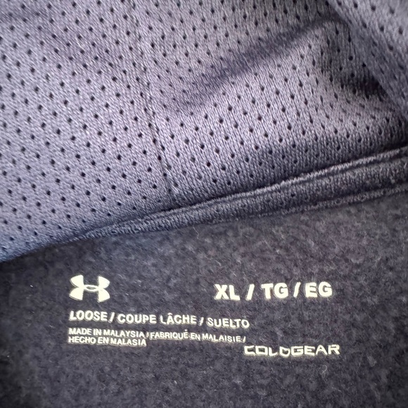 Under Armour Pullover Hoodie Fleece Men XL USA Flag Patriotic Blue Softball Texa - Picture 8 of 10